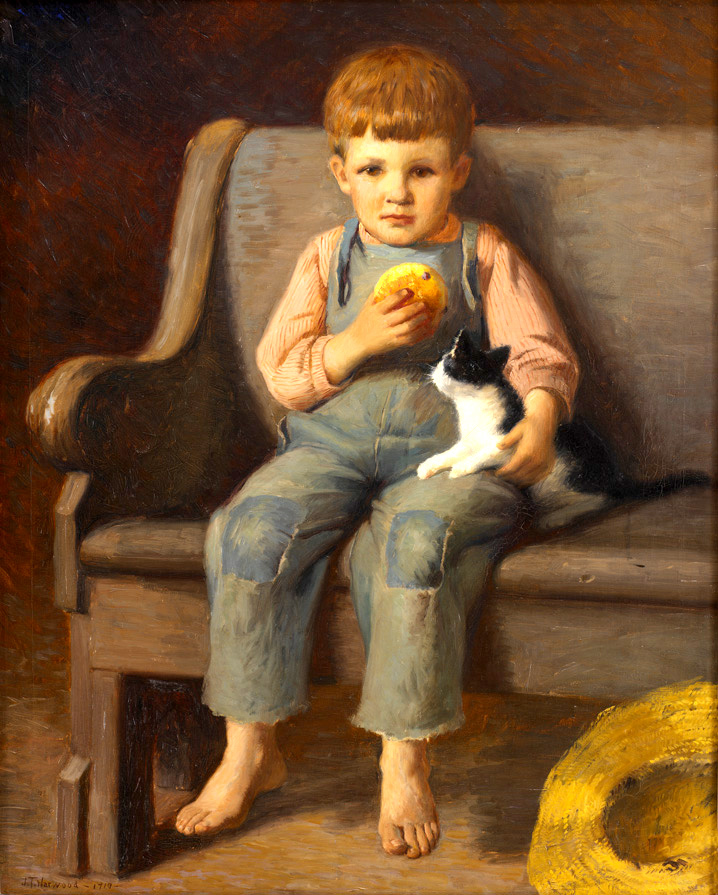 “Cats are a mysterious kind of folk.” Sir Walter Scott

James Taylor Harwood (8 April 1860, Lehi, Utah – 16 October 1940, Salt Lake City) was an American painter, engraver and art teacher.

#TheFreeExhibition
'Boy with Cat', 1910

Source Springville Art Museum