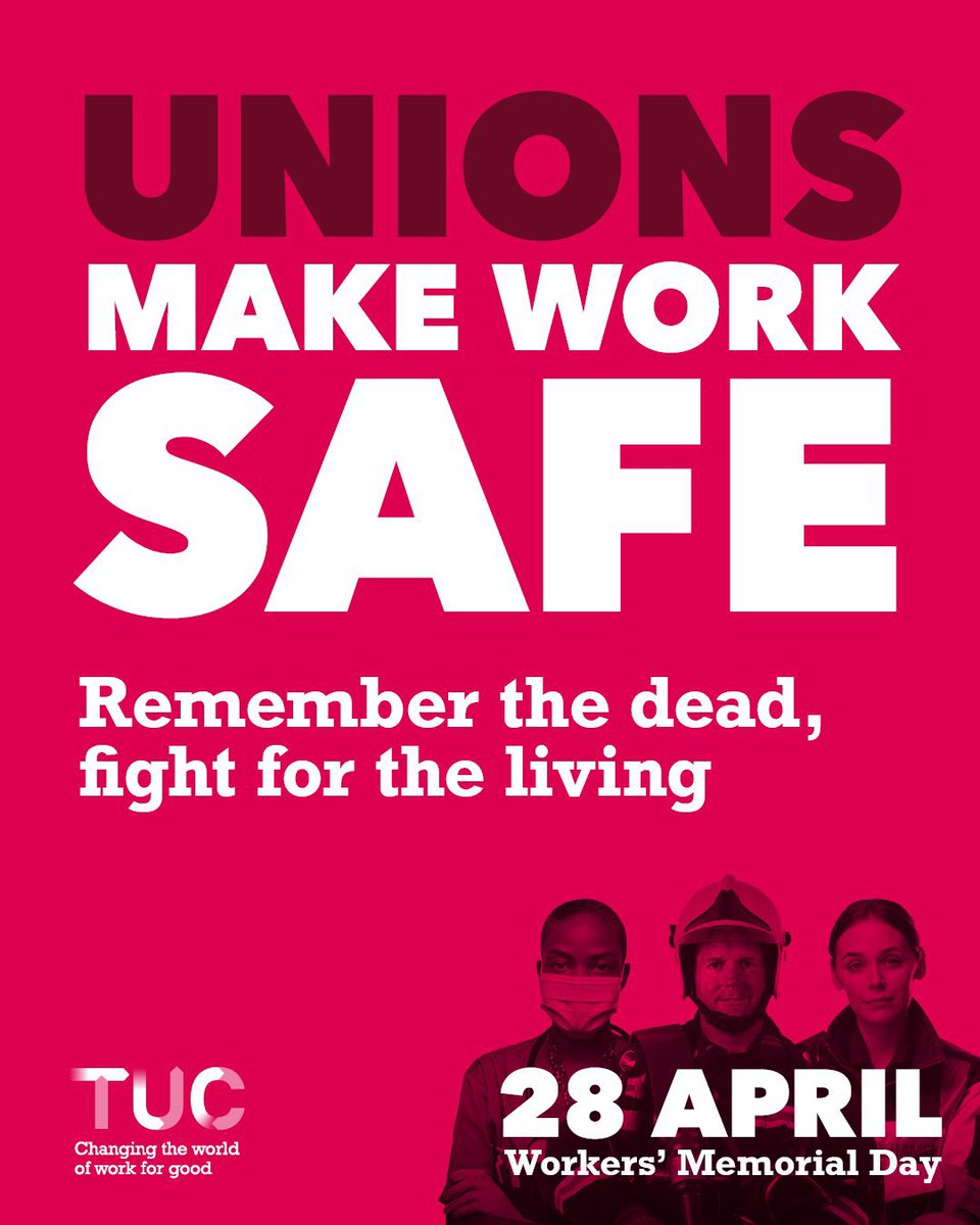 On International Workers' Memorial Day, we remember every life lost to unsafe work - including those through mental health. Thinking of those that have lost loved ones. We must always fight for fairer and safer working practices. #JoinAUnion #IWMD