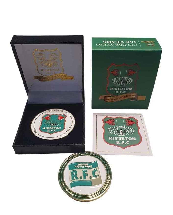 The Official Riverton RFC 150th Anniversary Coin 🪙 One of these limited-edition coins has been presented to legendary actor, Sam Neill (Jurassic Park) 🦖