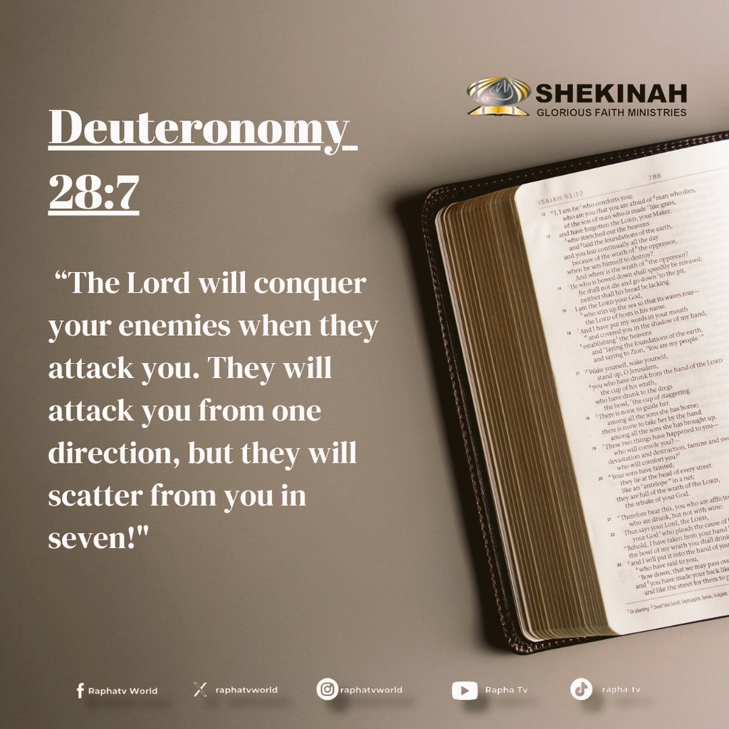 raphatvworld's tweet photo. Today's Bible Reading is Deuteronomy 28. This passage speaks on the importance of honouring Him in all ways, and the calamities that will occur when we choose to do our own will. In this new week, may our hearts and minds be open to obeying the Will of The Most High. Shalom! https://t.co/eKbCgAV2rU