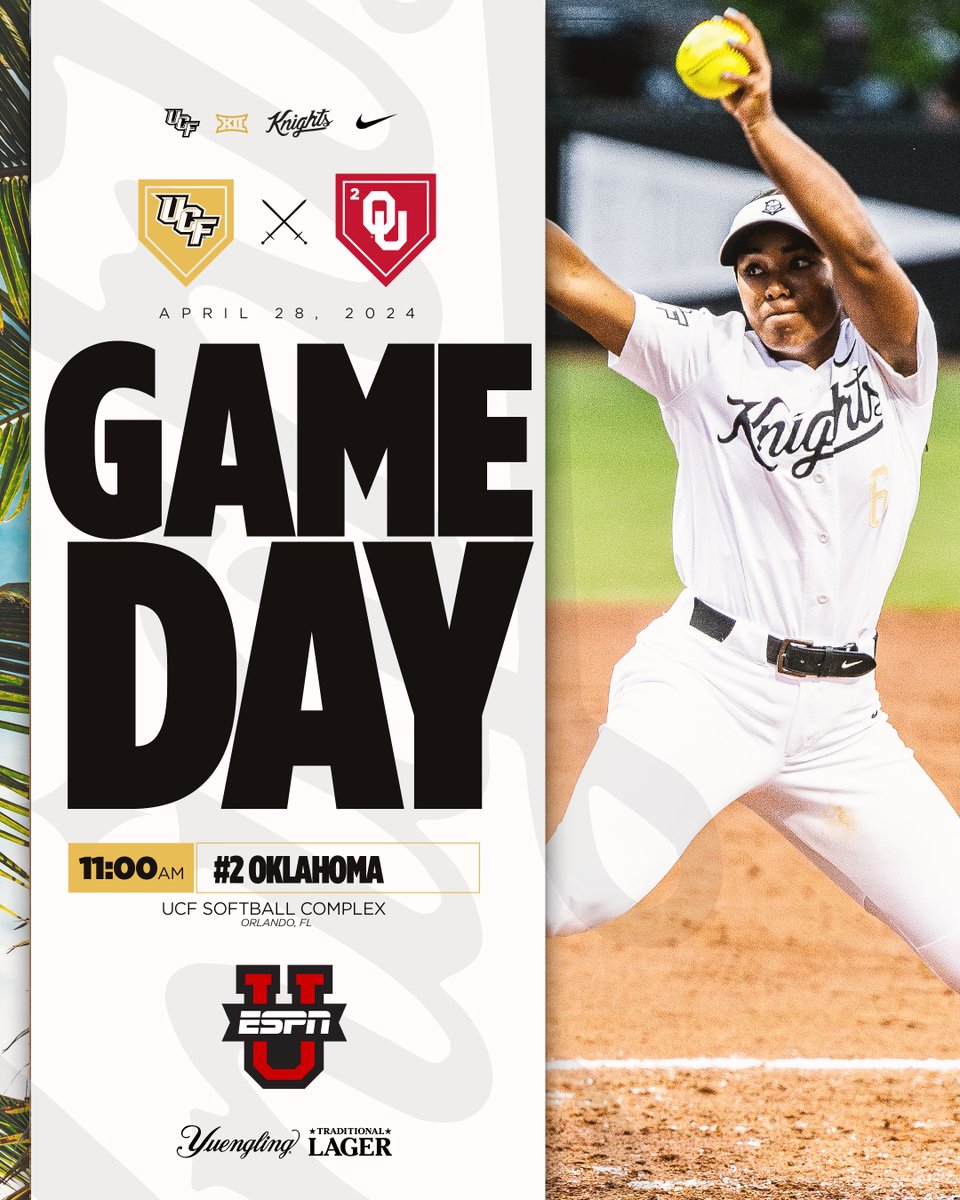 One last time at home for our seniors! 🆚 No. 2 Oklahoma 🕚 11 a.m. 🏟️ UCF Softball Complex 📺📊🎟️ linktr.ee/ucf_softball
