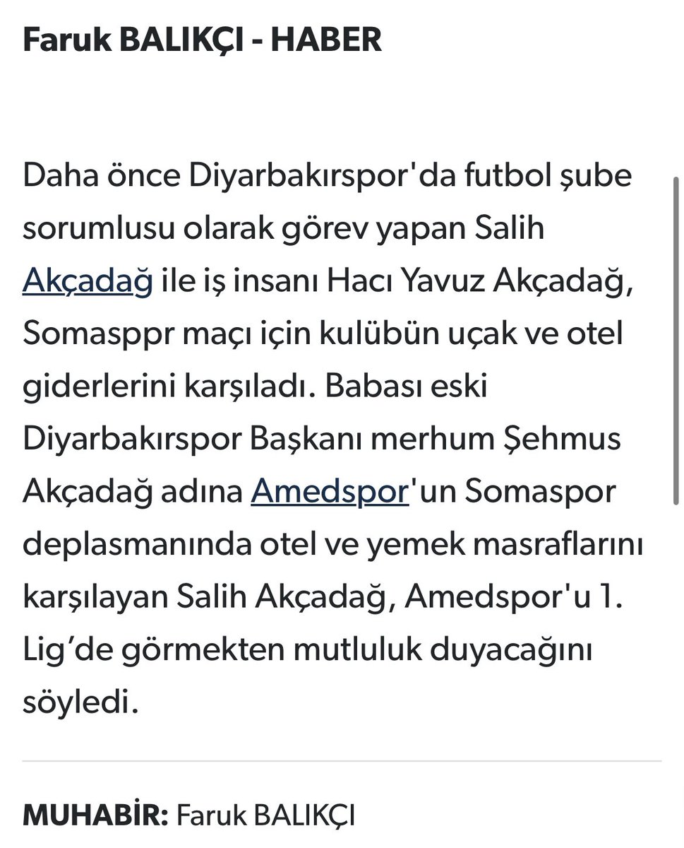 Akçadağ Grup Amedspor’un ulaşım ve konaklama giderlerini karşılamış.

Helal olsun. 

💚❤️🏆