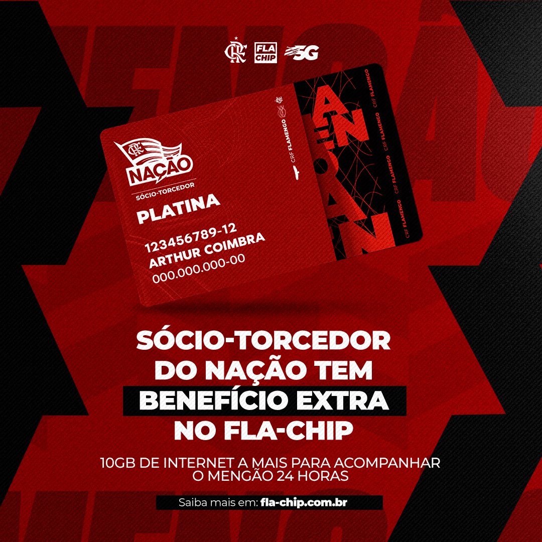 A Nação mais conectada do Brasil! 🔴⚫️ Com o FLA-CHIP, a operadora oficial do Mengão, os sócios-torcedores têm ainda mais vantagens para apoiar o nosso time. 📱 Não perca tempo, garanta já o seu e viva o Mengão em cada ligação, em cada mensagem! #Flamengo #FLACHIP #SócioTorcedor…