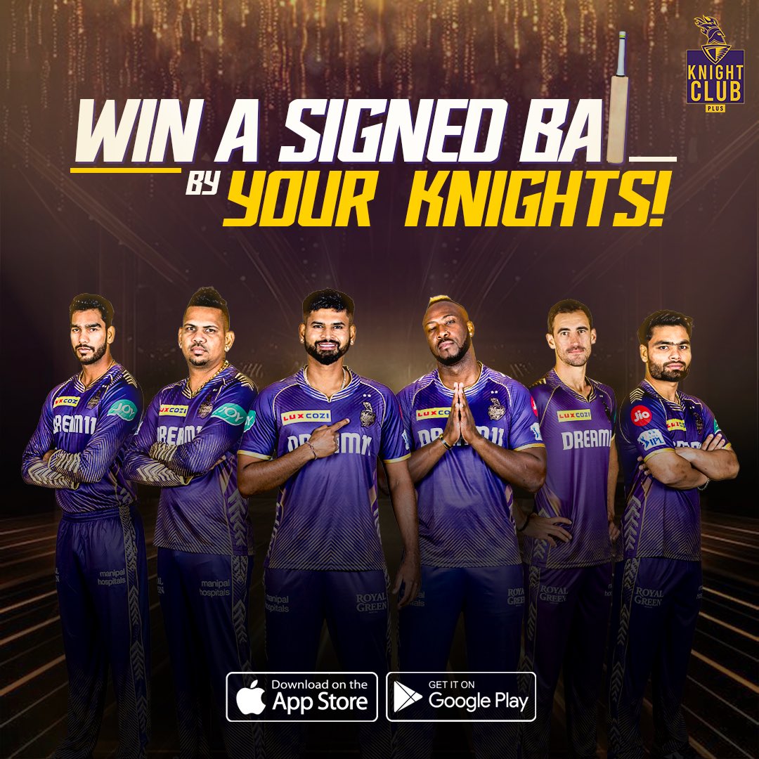 KKRiders's tweet image. To our #KnightsFam with 🫶
From the Knights 🤩

Download the app and stand a chance to win a signed bat by your favourite Knights. Link 👉 tinyurl.com/389f3tz7 🔗