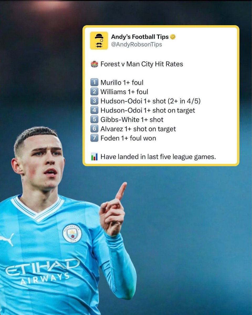 AndyRobsonTips's tweet photo. 💯 Premier League Hit Rates

All landed in the last five league games:

🏟️ Tottenham v Arsenal

🏟️ Forest v Man City

Save this for later and then check the lineups if you’ll be using, I’ve used expected lineups. https://t.co/VpWFoxg2NU