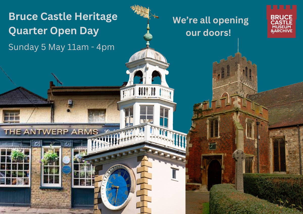SUNDAY 5 MAY 11am - 4pm THE BRUCE CASTLE HERITAGE QUARTER OPEN DAY! Linking up with @AntwerpArmsAsoc 9th Birthday Celebrations, you can also discover more about the wonderful heritage of the area through exhibitions and tours - all info: brucecastle.org/whats-on/speci… @haringeycouncil