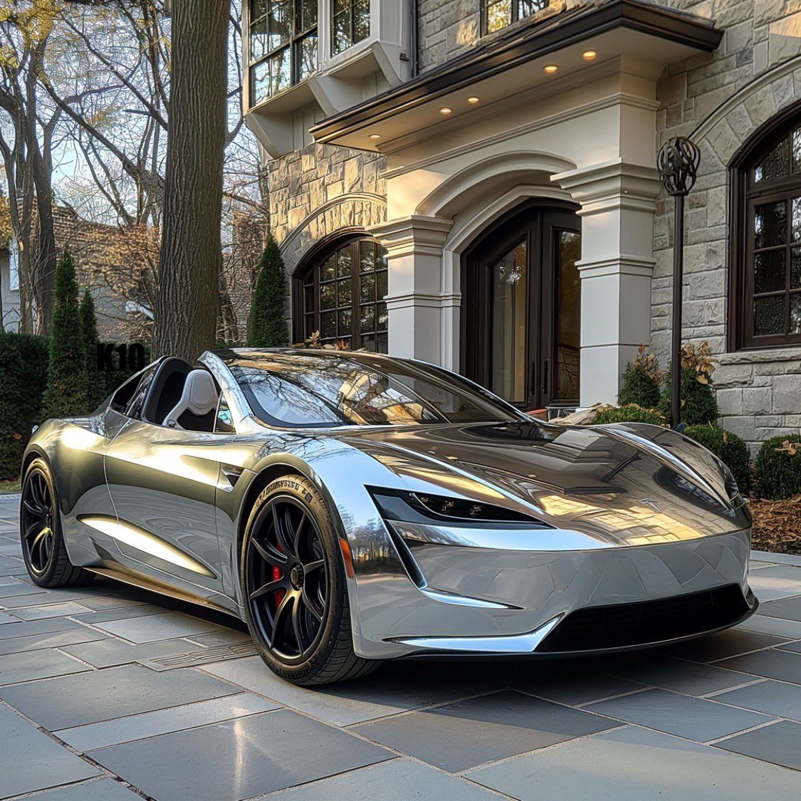 THE NEW TESLA ROADSTER SILVERY.
