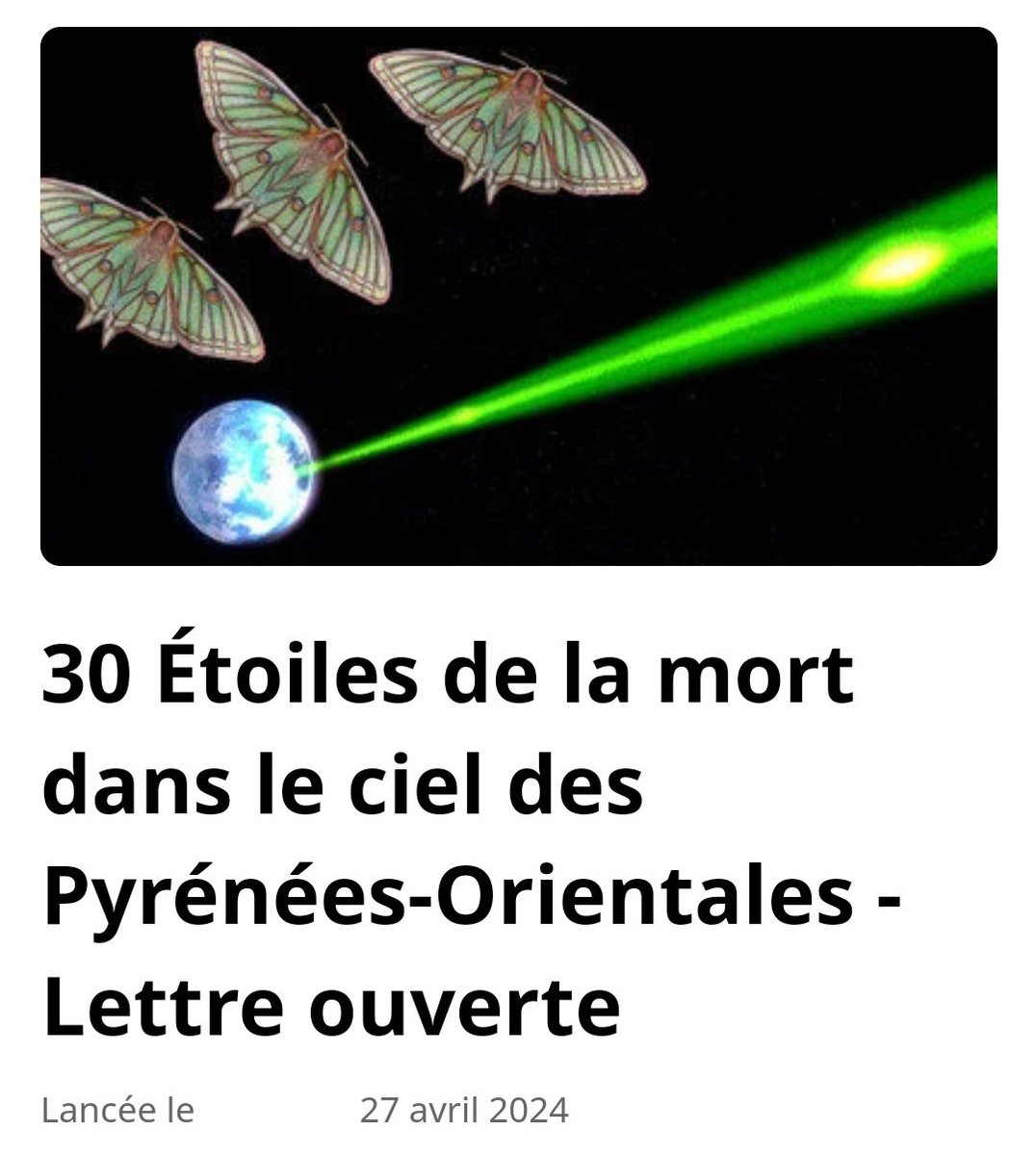 Au cas où cela pourrait vous intéresser...
et si vous pouvez aider !
Merci pour la faune des Pyrénées Orientales 😊et pour les astronomes✨️
<a href="/astropierre/">Astropierre</a>
<a href="/CiteEspace/">Cité de l'espace</a>
<a href="/ipbesfr/">IPBES en français</a>
<a href="/museumtoulouse/">Muséum de Toulouse</a>
<a href="/PasseurSciences/">Pierre Barthélémy</a>
<a href="/snefsuOFB/">Sne-FSU Biodiversité</a>
<a href="/ThierryJaccaud/">Thierry Jaccaud</a>
...et tous ceux qui se sentent concernés !💫