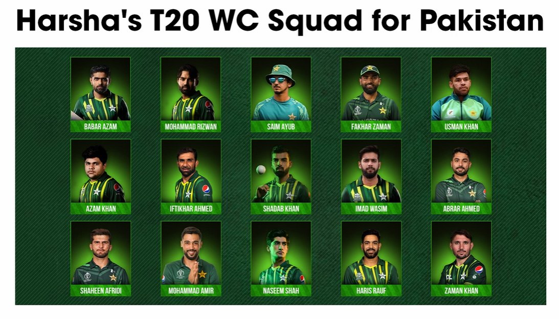 Indian presenter and commentator Harsha Bhogle picks Pakistan's World Cup squad. Azam Khan and Usman Khan both included in his squad 🇵🇰🔥 The craze for Pakistan cricket in India is unmatched. This team can defeat India In Shaa Allah 🇮🇳🥶 #IPL2024 #T20WorldCup