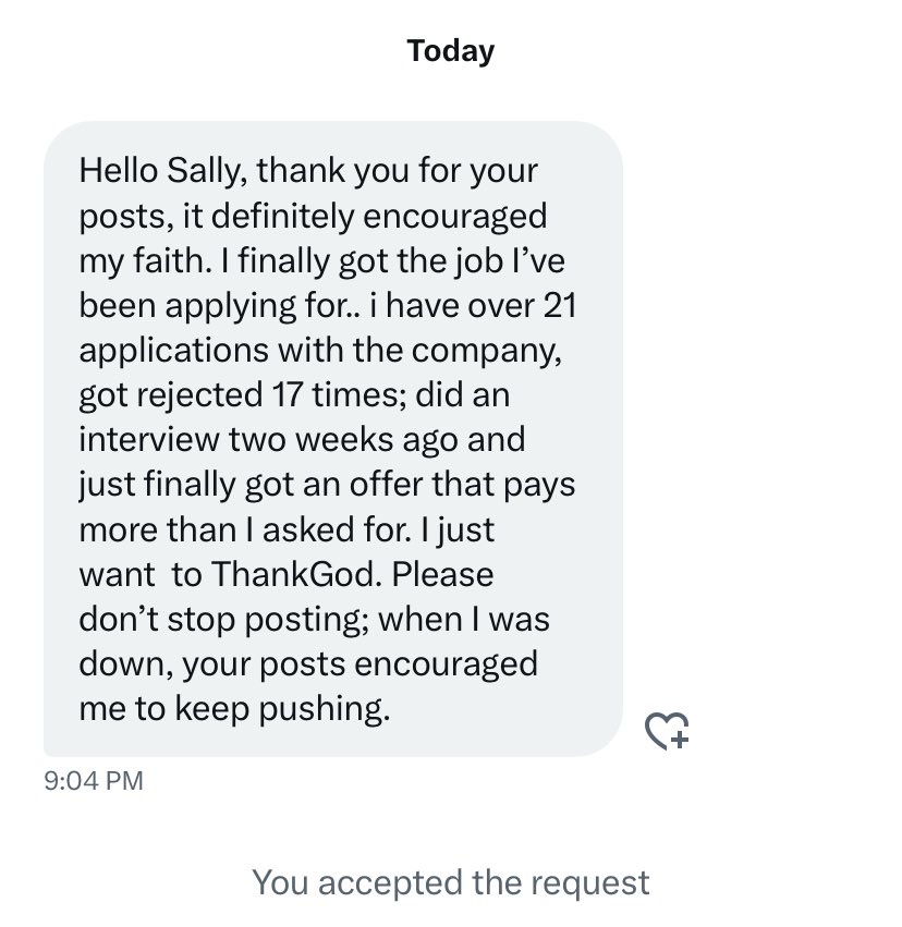 is_salsu's tweet photo. Starting the week with these DMs. ❤️

Thank you guys for constantly sharing your answered prayers from my tweets with me. I strongly believe that if you are hopeful then God is about to do yours.

Please turn on my notification 
Always Retweet, Like and Bookmark my post ❤️ https://t.co/WFMRNpYXjk