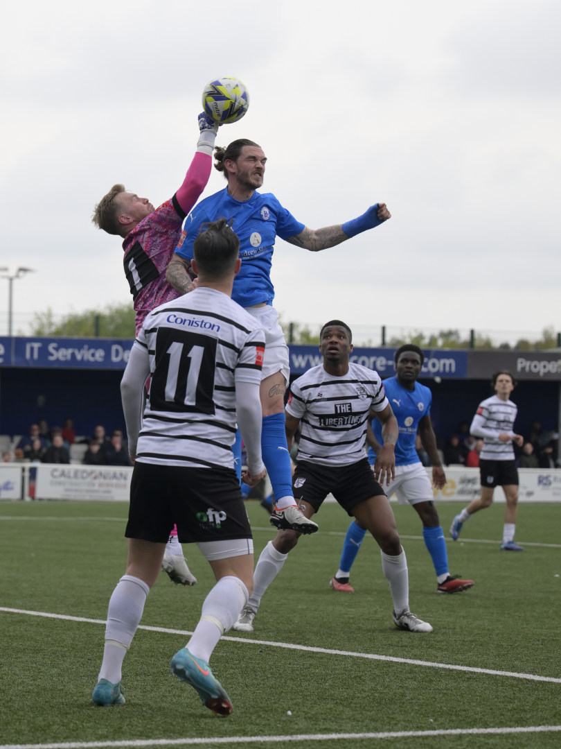 BTFC's tweet photo. Had it not been for @HarrySeaden in goal for @margate_fc, the Blue's tally could have easily been doubled. The ex @btfc keeper pulled off a string of magnificent saves as Billericay were threatening to run riot throughout the game. There were 4 ex blues in the Margate starting line up. Seadon, Hudson, Stevenson and Knight. 
Margate managed to pull 3 goals back near the end, but by then the game was well over, with Town extended their winning run to 6 games. Billericay missing out on the playoffs by a solitary 3 points, having done what they needed to do, but reliant on other score lines which didn't go their way. We will pick ourselves up, dust ourselves down, and try even harder next season. But it was certainly an improvement from the last?
Photos courtesy of @grantwilliams_photography (c)2024.