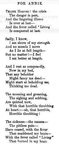 #OTD 1849 Poe's poem 'For Annie' was published in 'Flag of Our Union.'