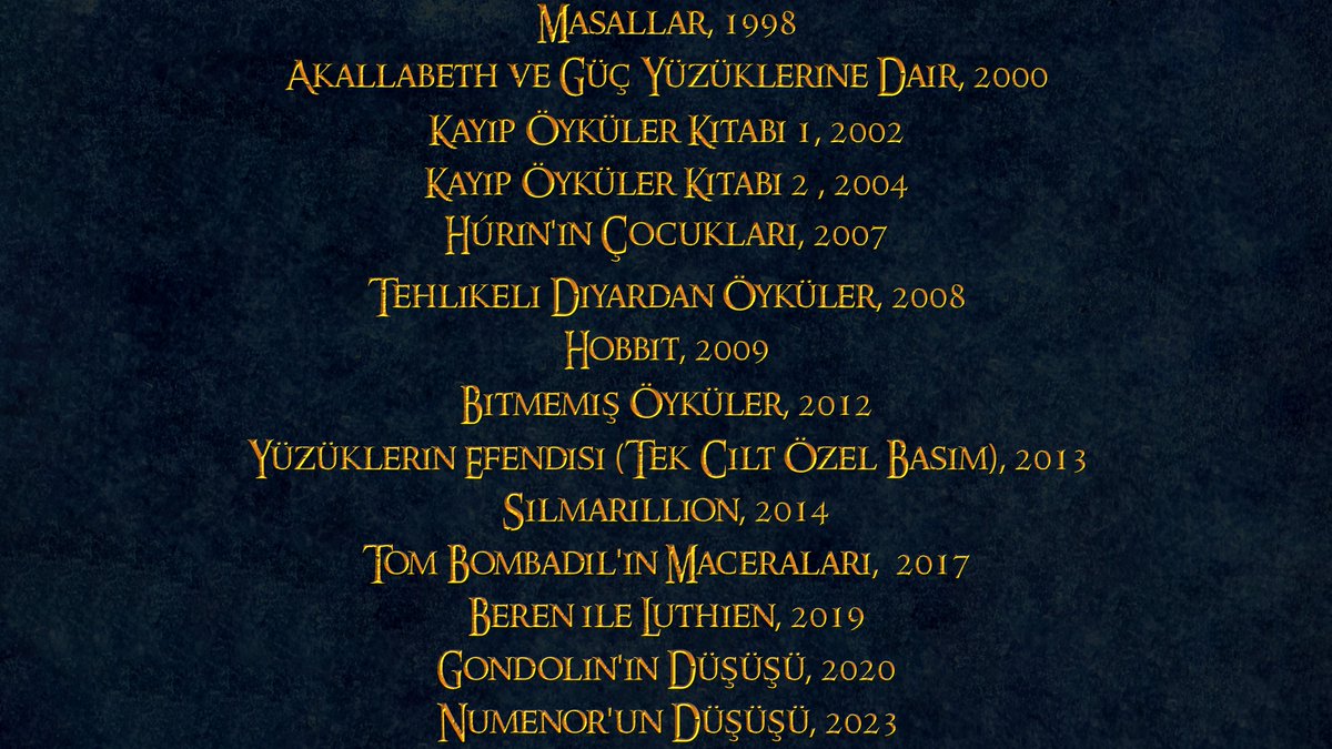 Tüm Tolkien kitaplarını Türkçe olarak indirebilirsiniz. okumayan kalmasın.  

drive.google.com/drive/u/1/fold…
