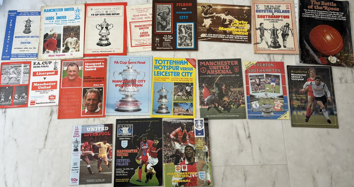 FA Cup Semi Final Programmes. See Photos. All £1 each, except 1970 Replay & 1999 both £2 each. Excluding postage cost.