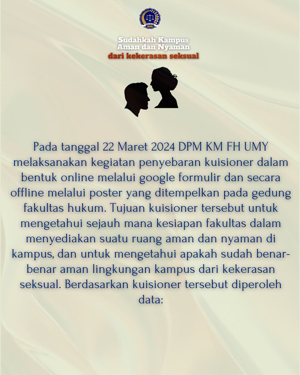 dpm_fhumy's tweet photo. Halo sahabat hukum !
Setelah menyimak hasil data tersebut, kami berharap bahwa kepada seluruh mahasiswa untuk mengawal rangkaian persoalan yang mengkhawatirkan ruang aman dan nyaman dalam lingkup kampus. https://t.co/3UzHHvq707