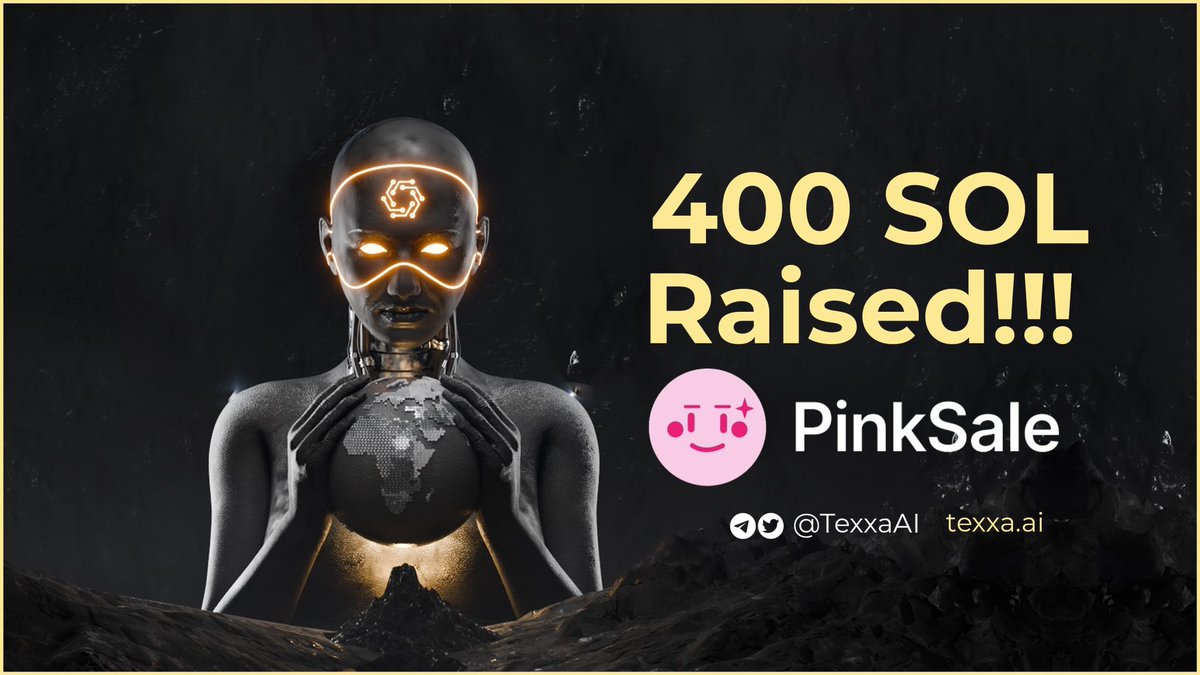 TexxaAI's tweet photo. 400 sol has been raised as the temperature keeps geting higher! Texxa AI is preparing for next leg of 500 sol 🔥

This is the power of a live utility backed long-time project!🔥

Join us and be part of something extraordinary! Texxa AI is the future! Presale link: https://t.co/2GQr2jF9wU

#TexxaAI #Softcap #AI #PINKSALE