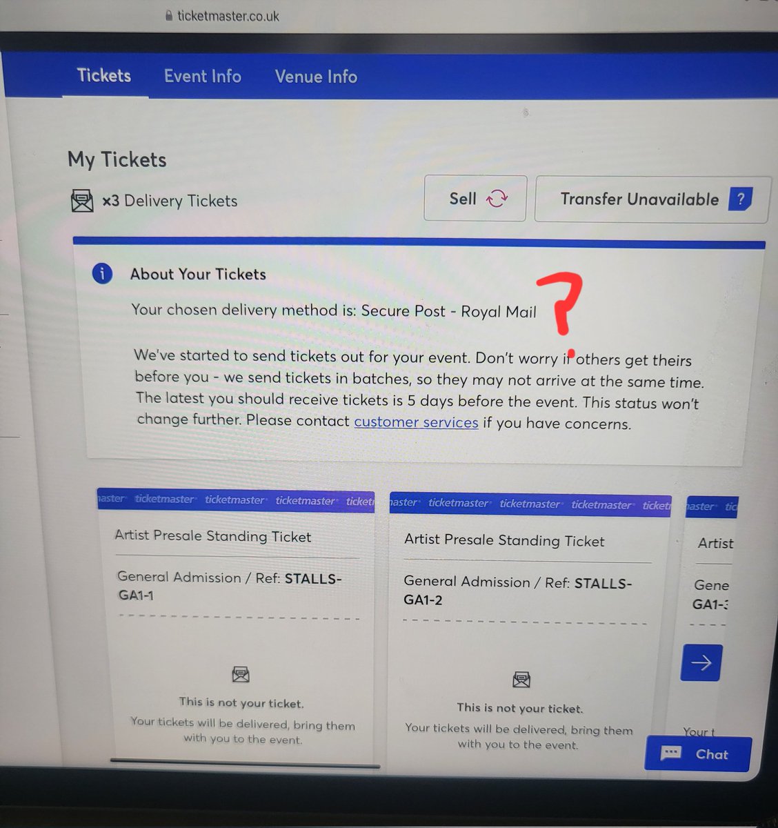 Ro2dtew's tweet photo. @TicketmasterCS Bought mobile tickets in Oct yet TM have posted physical ones to an old address. Never requested post and i was never asked for address. Thought was strange no mobile tix had been sent to my app. See photos. Need help &amp; a solution quick please, @orbitalband gig is this Thurs 2 https://t.co/JDL4z6gGGQ