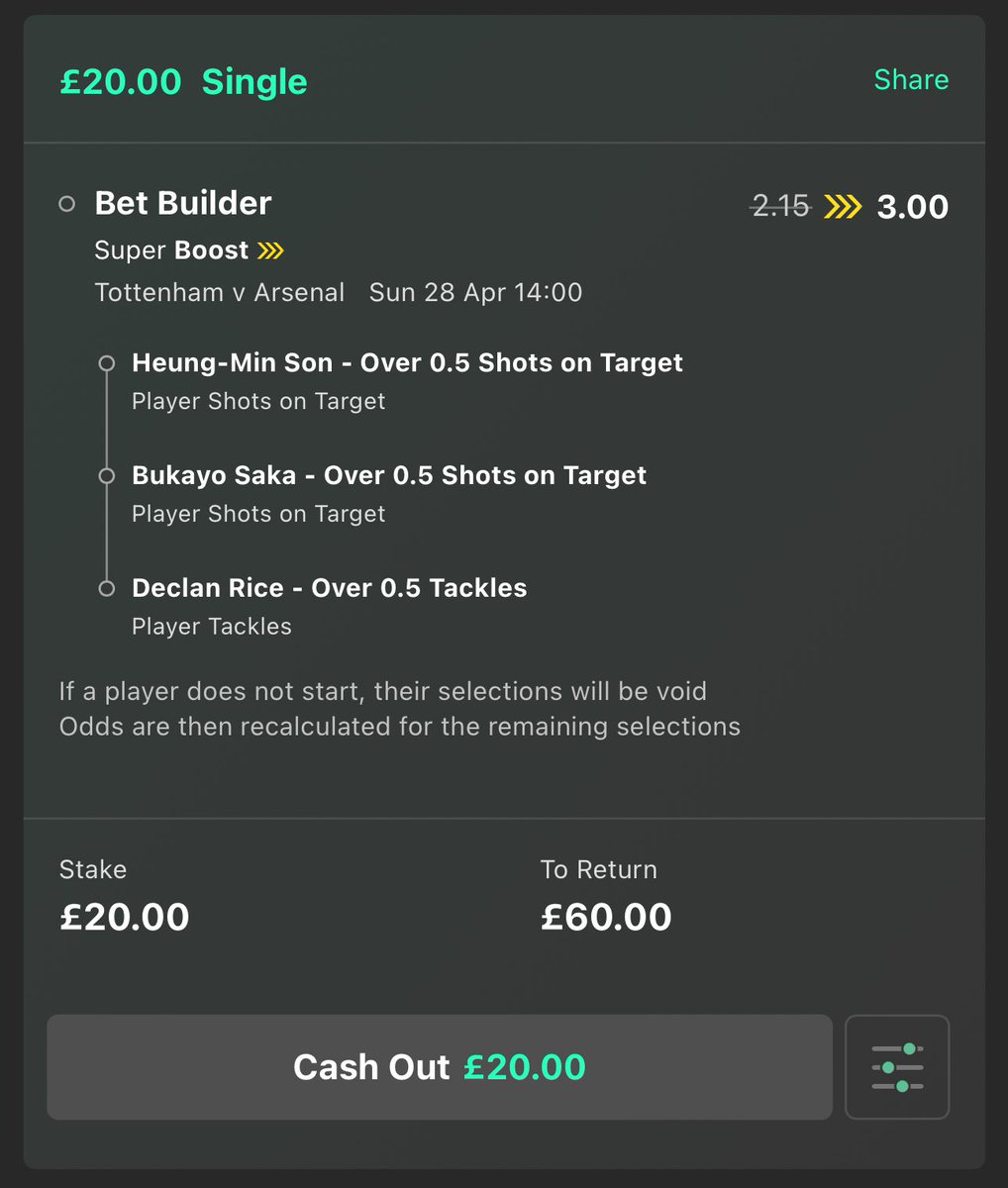 😍 £60 FREE CASH GIVEAWAY!!! If this Tottenham v Arsenal bet builder wins… I’ll giveaway £60 cash!! 💰 ❤️ £30 to someone who LIKES this post 🔁 £30 to someone who RTs this post ✅ Must FOLLOW @LordFootyTips