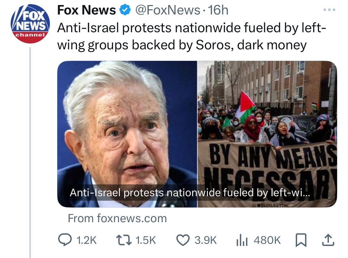 Just want to be clear that this tweet and story from Faux is classic antisemitism