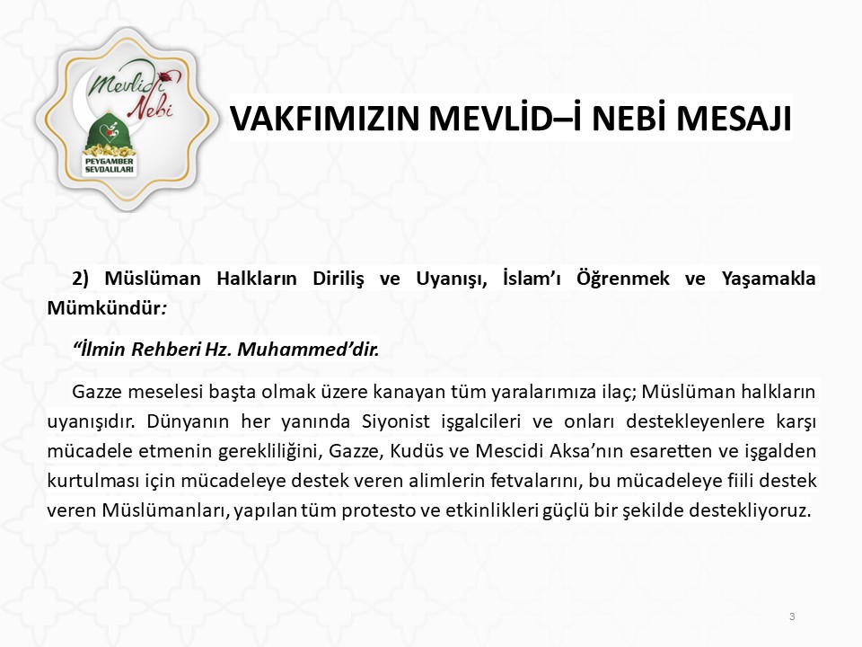 2-Müslüman Halkların Diriliş ve Uyanışı, İslam’ı Öğrenmek ve Yaşamakla Mümkündür:
“İlmin Rehberi Hz. Muhammed’dir

#CihadÖnderi 
#Diyarbakır