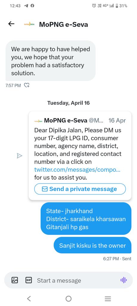 JalanDipika's tweet photo. I have shared all detail but till now no response from @BJP4India @Gov @JharkhandCMO @JmmJharkhand 
It has been been one month..no cylinder I have got after payment https://t.co/XyecBeFdcw