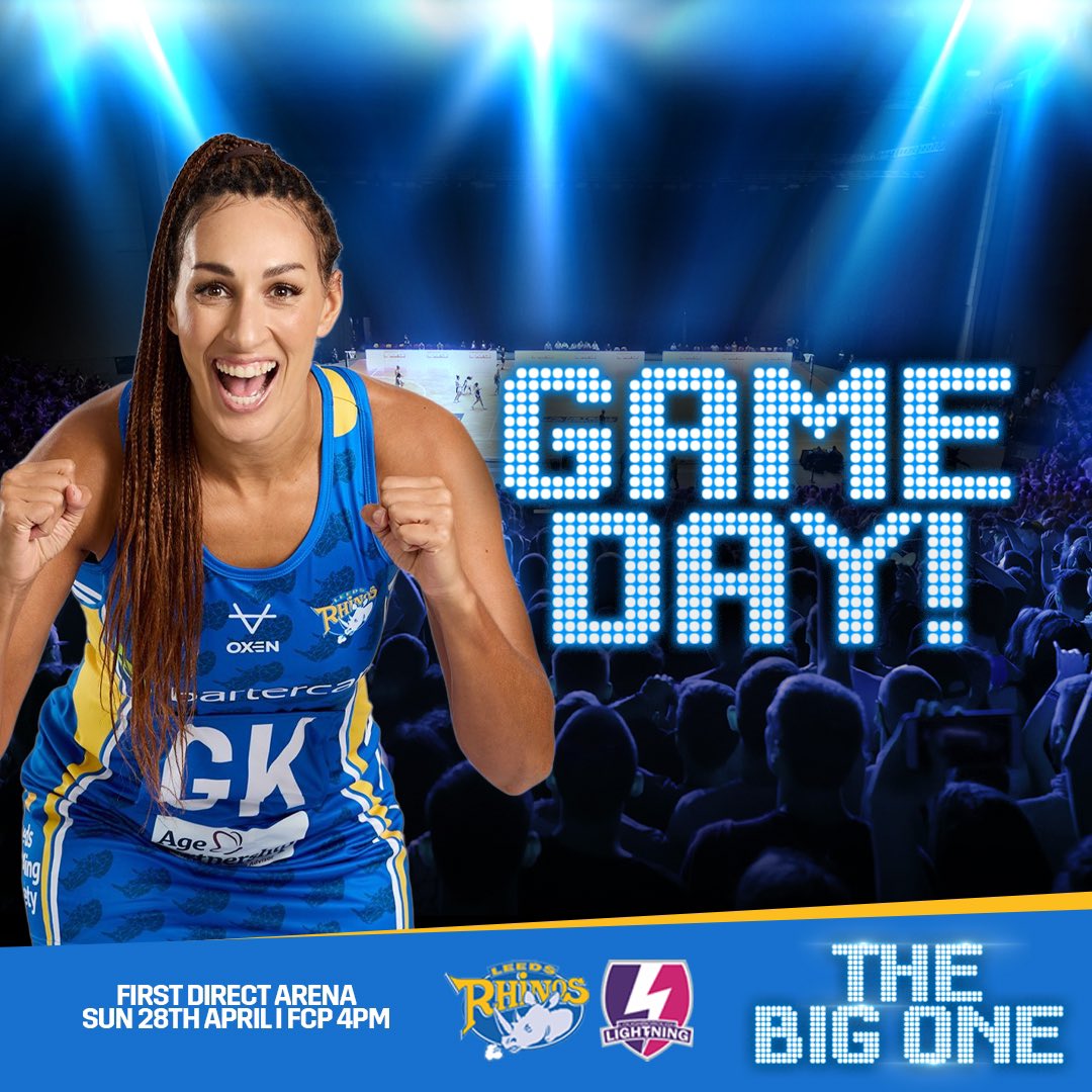 It’s time for 𝗧𝗛𝗘 𝗕𝗜𝗚 𝗢𝗡𝗘 🤩 See you all at the @fdarena! 🎟️ Tickets available online until 2.30pm and at the Arena. ➡️ netball.therhinos.co.uk/article/636/fa…