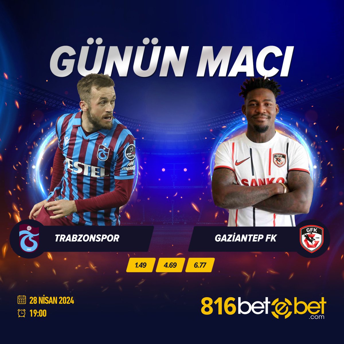 Trendyol Süper Lig'de heyecan devam ediyor. Trabzonspor sahasında Gaziantep FK'yı konuk edecek.
⚽️ Heyecan dolu mücadele bu akşam TSİ 19:00’de oynanacak.