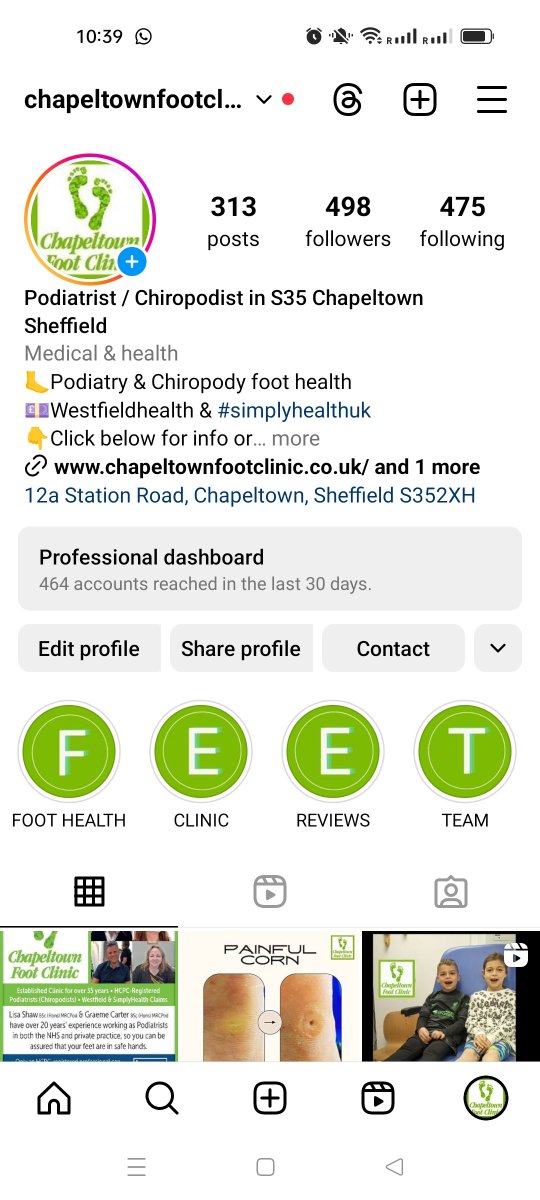 Follow us on Instagram! #podiatrist #chiropodist #chapeltownsheffield #S35 #ecclesfield