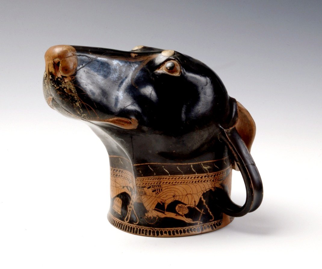 For all my dog-loving followers: A stunning #Greek rhyton (drinking cup) in the shape of a #dog's head. Dating ca. 475 BC. Museo Nazionale Etrusco di Villa Giulia #DontShootYourDogInAGravelPit