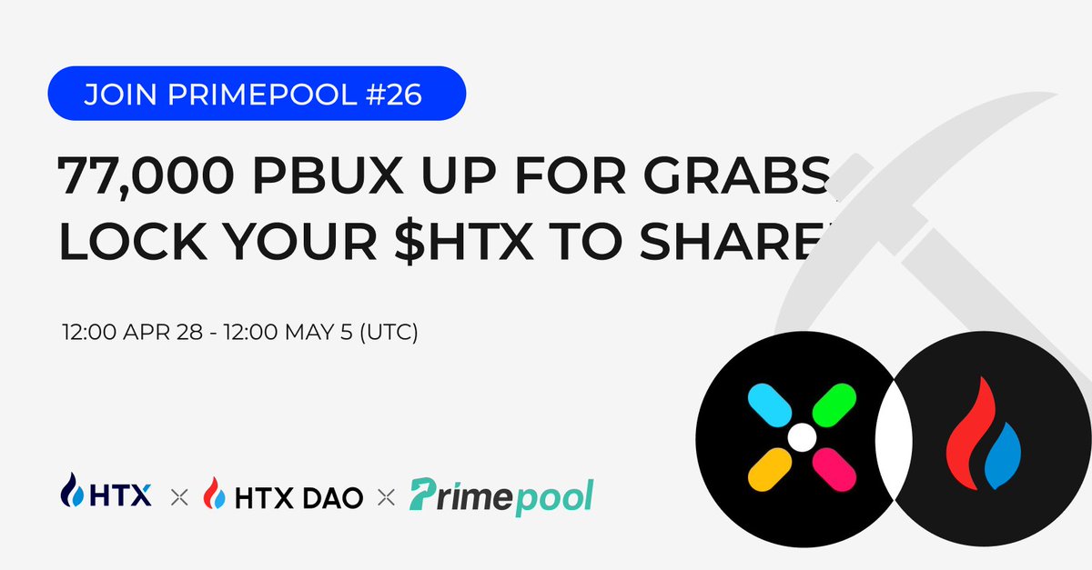 ⚒️Lock your $HTX for PrimePool Non-Stop Massive Gains!

🔴PP26 LIVE on 4.28 12:00 (UTC)
🔵Share 77,000 PBUX with  $HTX

Details:htx.com/support/en-us/…