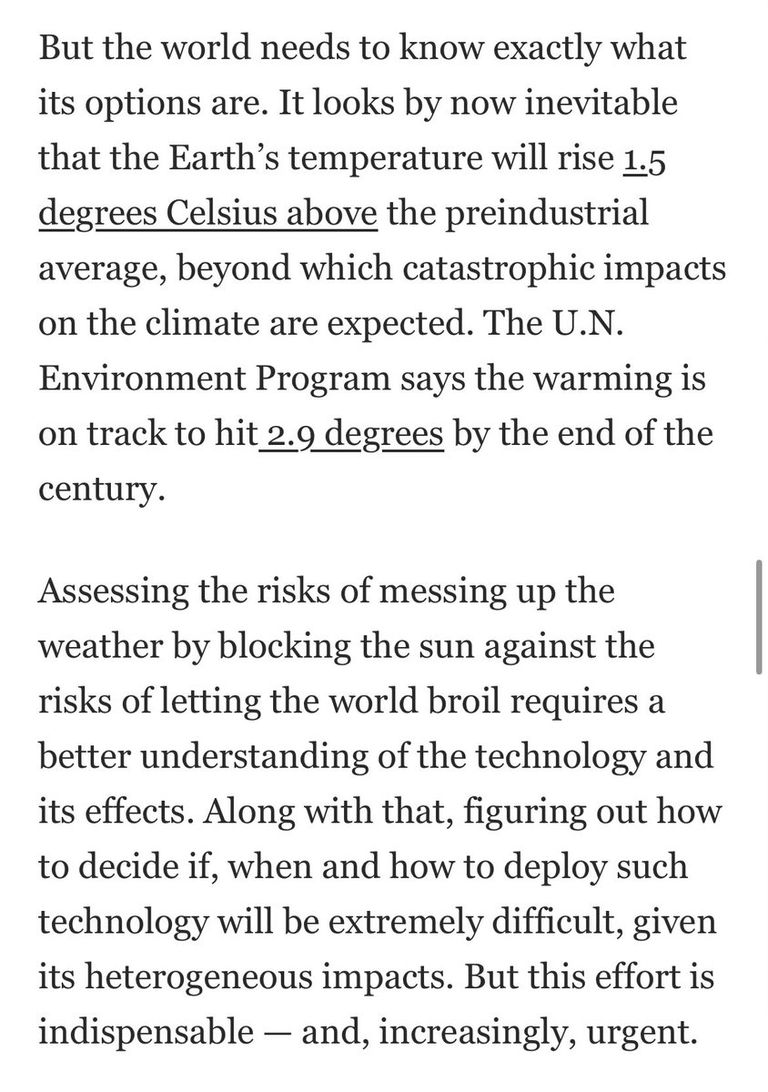 It is rare that I find an article or editorial on my specialist topic to be so spot on! @washingtonpost If you read one thing this Sunday morning, make it this one. 👇🏻 washingtonpost.com/opinions/2024/… 👉🏻 Full text: “For decades, “geoengineering” was a forbidden subject in climate