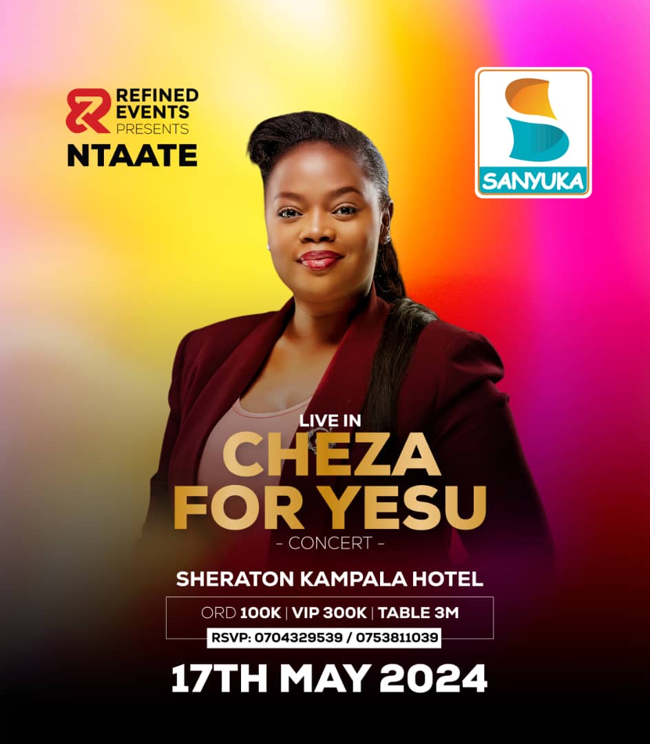 Save the date for an electrifying night of music and praise at #ChezaForYesu concert by @Gabientaate, taking place at Sheraton Kampala on May 17th. Don't miss out! #SanyukaUpdates
