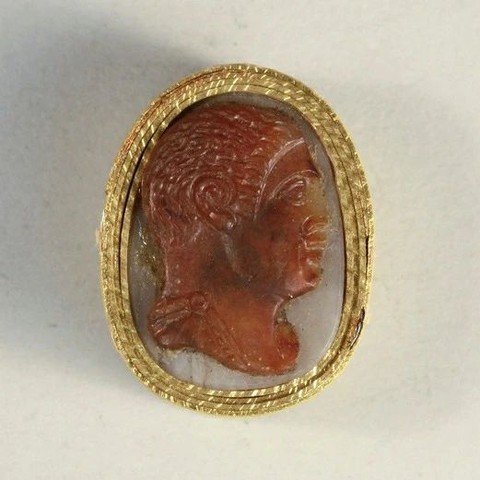 A bust representing Otho and his image on profile on an intaglio