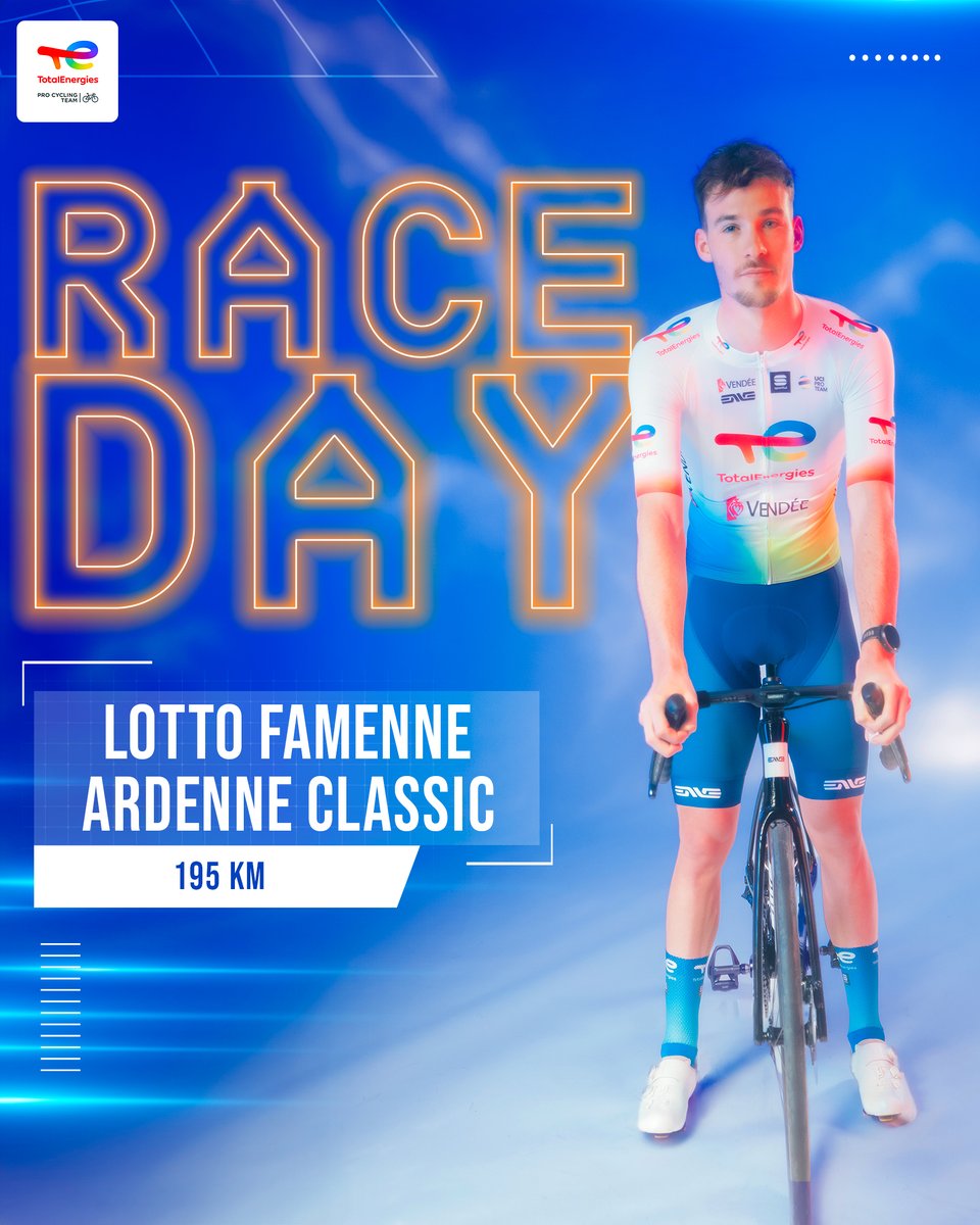 🏁 𝐑𝐀𝐂𝐄𝐃𝐀𝐘 🏁

🇧🇪 | Lotto Famenne Ardenne Classic
⏰ | 12:10
📍 | Marche-en-Famenne › Marche-en-Famenne
🛣 | 195km
📺 | @Eurosport_FR
#️⃣ | #AllezTotalEnergies