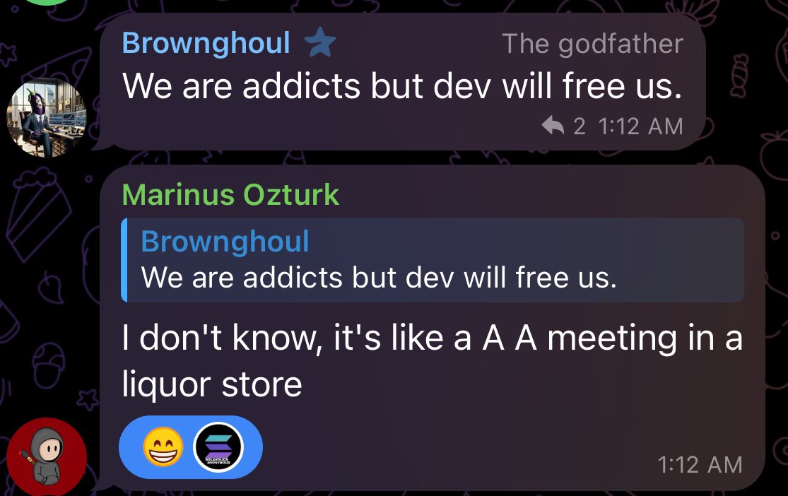 SolaholicAnon's tweet photo. Attending our Telegram meets is much like attending an AA meeting in a liquor store! Let’s gooooo!

https://t.co/p6FxWfAE1N https://t.co/5nZ9p4snV5