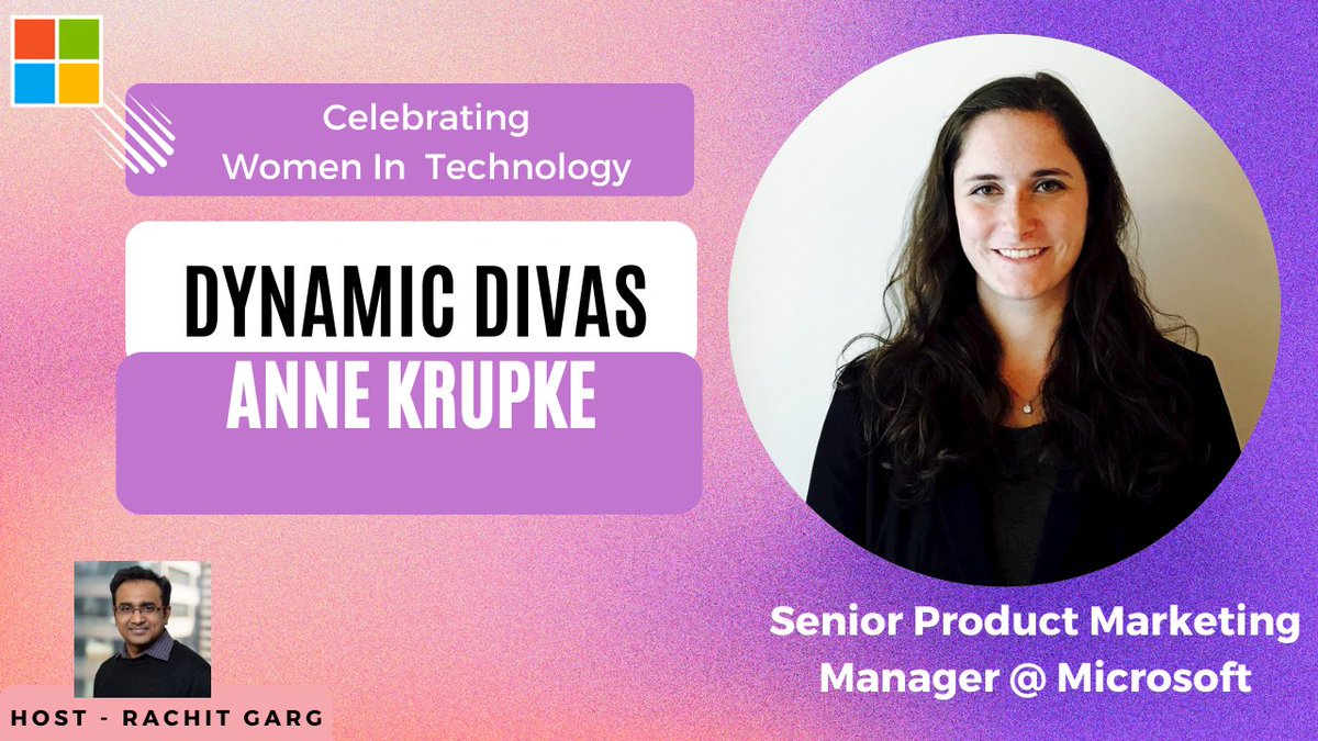 rachitgarg1210's tweet photo. Episode #7 of #DynamicDivas with @AnneKrupke
is available for viewing at
https://t.co/sWru0Bcmvg
In our interview, she sheds light on her journey from Manufacturing consultant to Senior Product Marketing Manager.
#womenintech #powerplatform #dynamics365 #mvpbuzz #curiosity https://t.co/VHrBj6WgVC