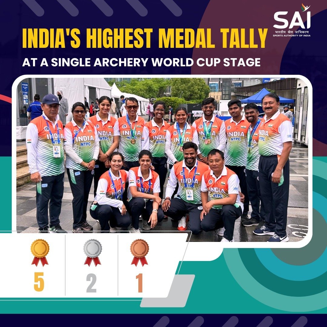 HISTORY MAKERS! The Indian contingent has won 8️⃣ medals at the #ArcheryWorldCup 🏹 stage 1 in Shanghai, including 5 gold medals 🥇. A momentous achievement from everyone involved. These ladies and gentlemen have made us so proud!