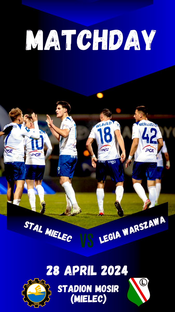 MATCHDAY !!! ⚪️🔵 BIG GAME 🔥

⚽ @_Ekstraklasa_
🆚 Legia Warszawa 
🏟️ Stadion MOSiR (Mielec)
⏰ 15:00/16:00 (🇵🇱/🇫🇮)
#KM42 #STMLEG #Ekstraklasa
