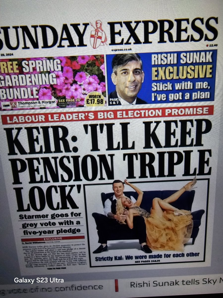 #KeirStarmer  like #RishiSunak  he knows pensioners turn out to vote. However anyone would imagine that #triplelock means huge financial gain. In reality, British pensions are low.