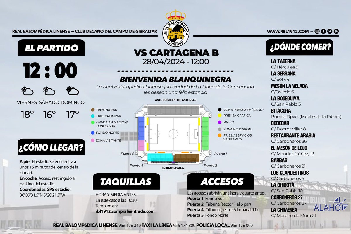 👋 ¡Hola, cartageneros! 📍¡Bienvenidos a La Línea! ℹ️ Aquí os dejamos información que os puede ser de utilidad. #BalonaCartagenaB #SinLímites🤍🖤