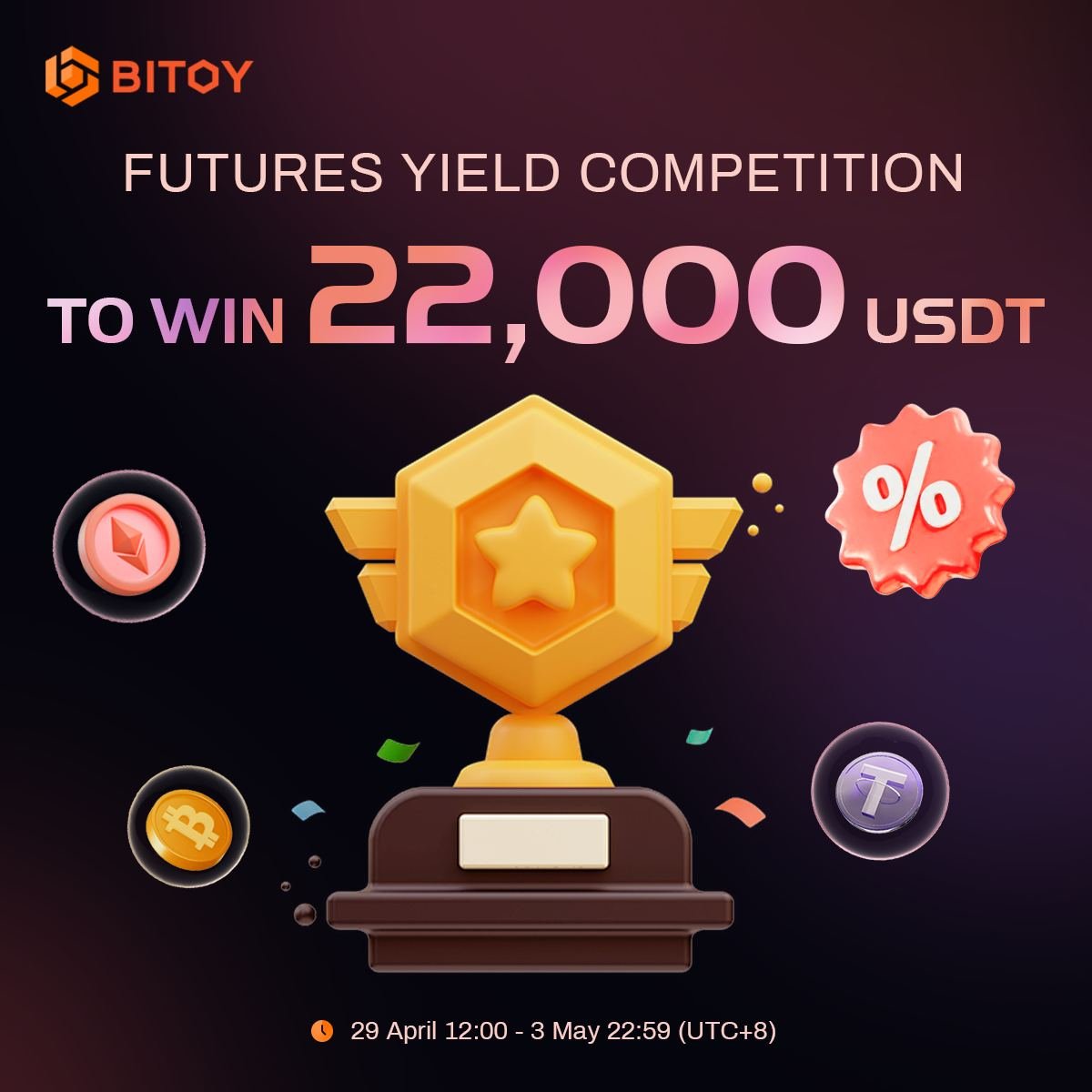 🚀 Join '#Bitoy's Futures Yield Ranking Campaign' for a chance to win up to 22,000 #USDT! 📅 Apr 29 - May 3 👥 Eligibility: Selected Bitoy agents & users ✅ In futures trading only Activity rules apply. 🌟 Details: support.bitoy.com/hc/zh-tw/artic… #Futures #Airdrop #rewards