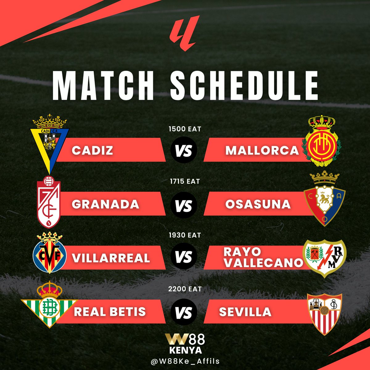 Sunday football! We have Laliga matches today,make sure you watch your favourite Laliga team #JoinW88