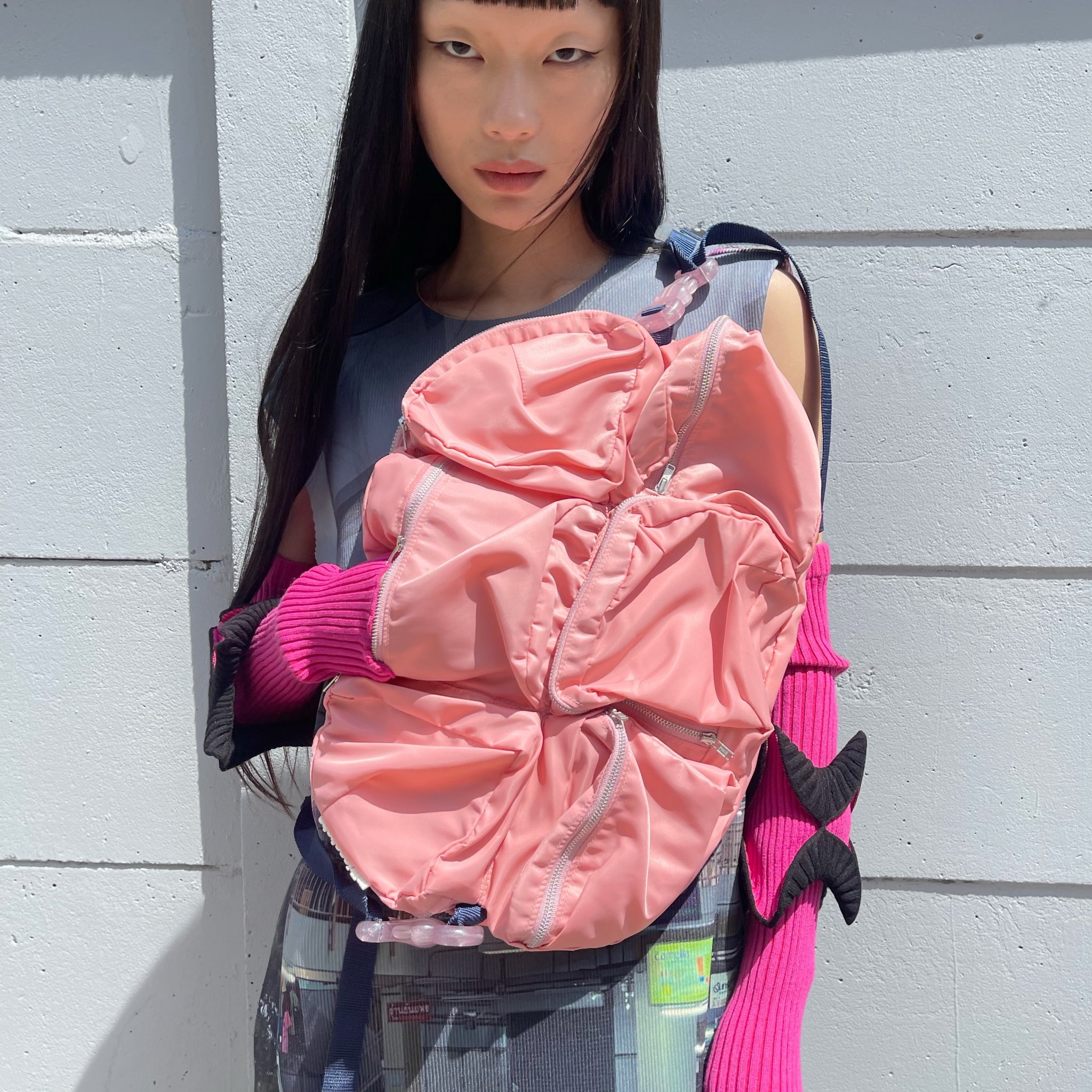 7 POCKETS BAG DARK GRAY × NAVY × PINK