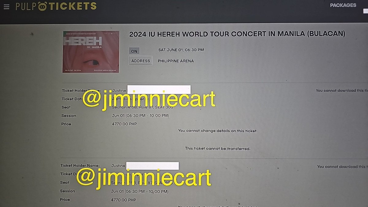 jiminniecart's tweet photo. WTS/LFB: #IUHERWORLDTOUR

(1) UPPER C, Section 415B
Php 4770 + fee (negotiable)

DM

#IUinMANILA #HER_WORLD_TOUR_IN_MANILA #IU https://t.co/CFxoNTQiMi