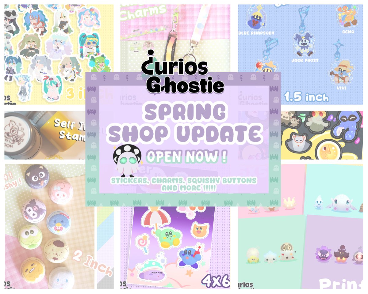 🌷✨SPRING SHOP UPDATE✨🪻 💜NEW Stickers 💚NEW Prints 💜NEW Acrylic Charms 💚Self Inking Stamps 💜Lanyards 💚Squishy Minky Buttons Sh0p in Pinned !!! (●ˇ∀ˇ●)/