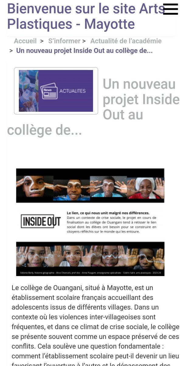Cedric_Salin's tweet photo. Une nouvelle action de l'association "Inside out project" du photographe JR sera prochainement visible sur les murs du collège de Ouangani et sera diffusée sur le lien : https://t.co/zah9w1Yeih

@ac_mayotte @MayotteHebdo @IANArtsplaMYT @ https://t.co/wAAJ3nfQjr