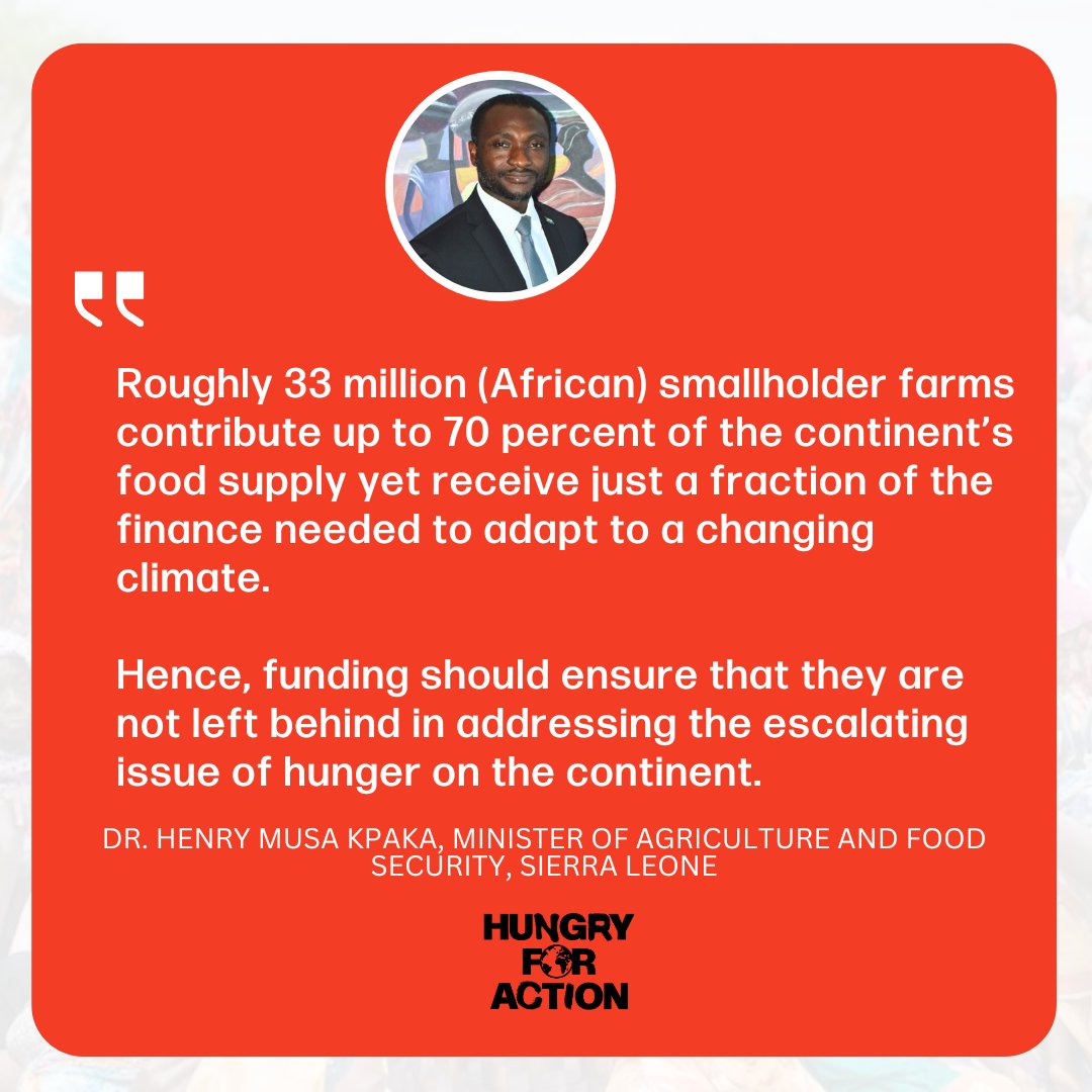 🚨Smallholder farmers anchor Africa’s food systems. Yet, receive insufficient funding for climate adaptation. #IDA21 can help accelerate change. Sierra Leone’s @hmkpaka, calls for equitable investment to end hunger👉 bit.ly/3SIQiT8 #HungryforAction