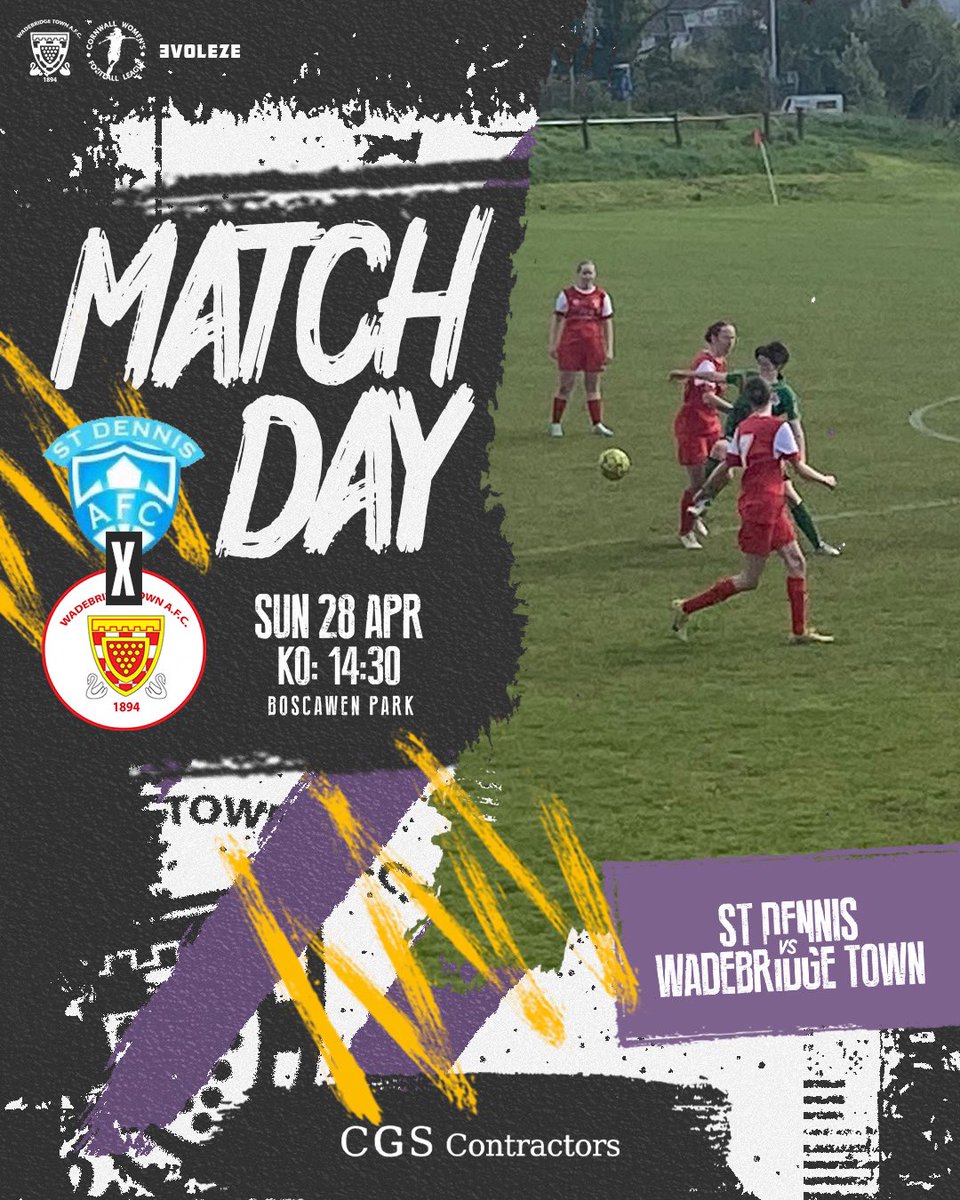 #MatchDay and our last away league game of the season 🆚 @StDennisLadies ⚽️ @TheCWFL 🕰️ 2:30pm 📍 Boscawen Park, #stdennis 📆 28.4.24 #wadebridge #womensfootball @swsportsnews @SWWFN @devoncornwallfc