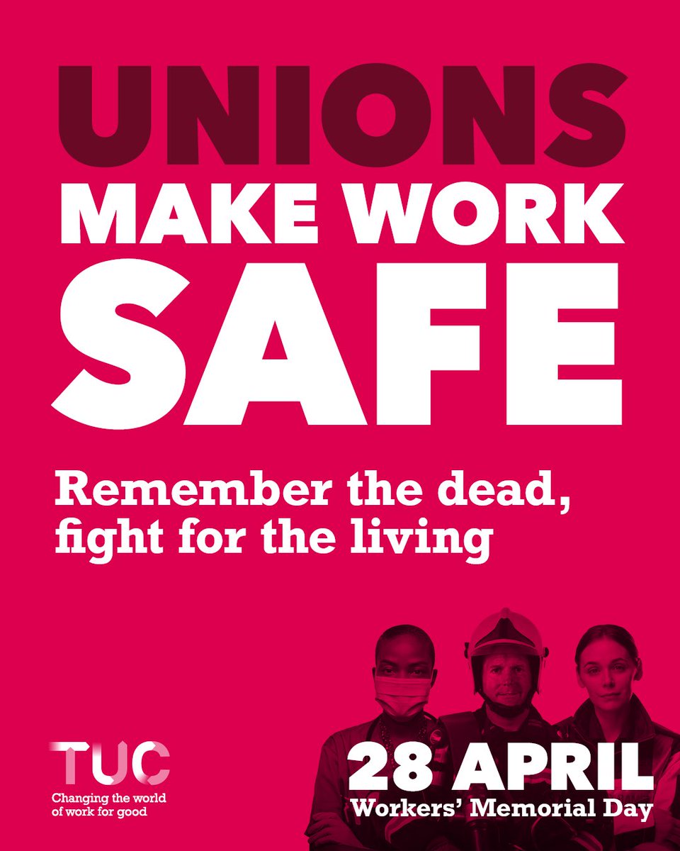 Today is International Workers' Memorial Day. Labour’s New Deal will empower unions to make workplaces safe, put mental health on par with physical health at work, and ensure the right to safety at work is properly enforced. Remember the dead, fight for the living. #IWMD