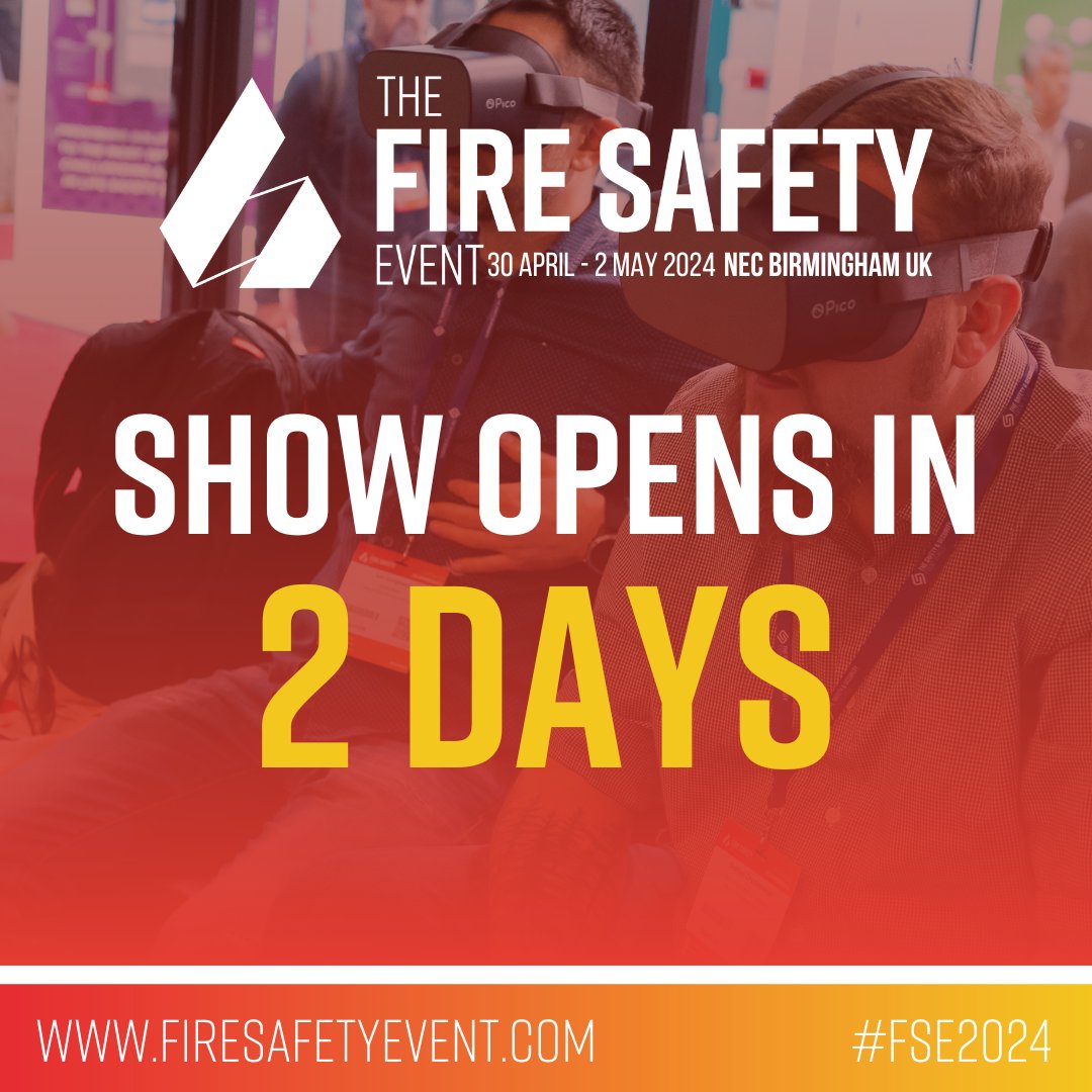 2 days to go until The Fire Safety Event 2024! 🔥 With an extraordinary line-up of seminars, practical workshops, and exhibitors, it attracts thousands of fire safety professionals! Last chance to register for your free pass: rfg.circdata.com/publish/TSSES2… #FSE2024